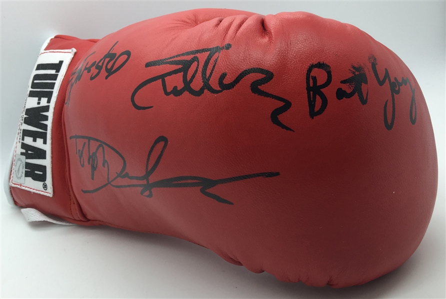 Rocky IV: Sylvester Stallone, Dolph Lundgren & Burt Young Signed Boxing Glove (JSA)