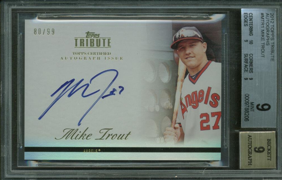 Mike Trout Signed 2012 Topps Tribute Rookie Card BGS Graded 9!