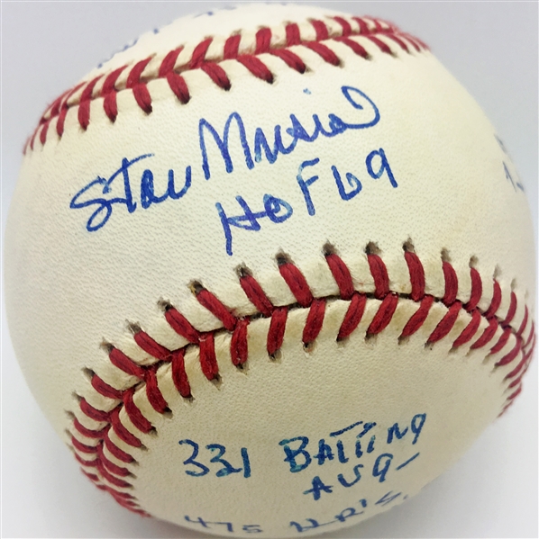 Stan Musial Signed ONL "Stat" Baseball w/ 20 Handwritten Inscriptions (JSA)