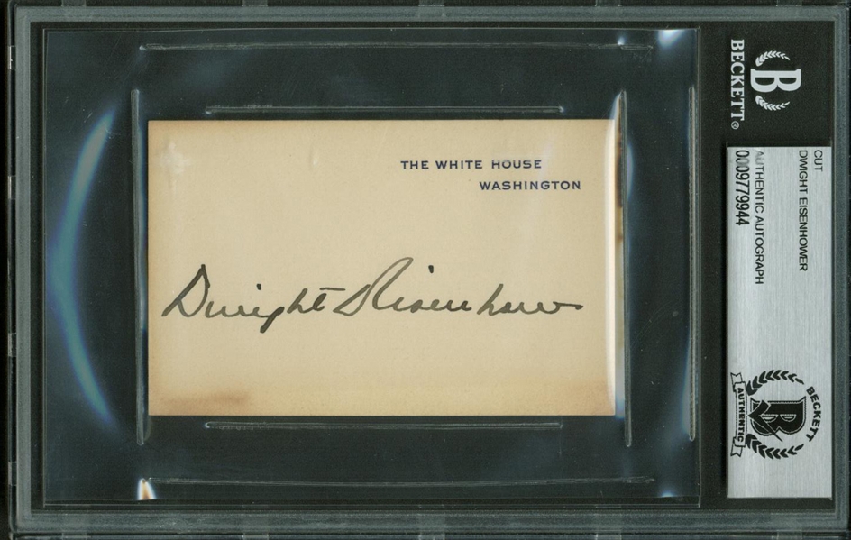 President Dwight D. Eisenhower ULTRA-RARE Signed White House Card (Beckett/BAS Encapsulated)