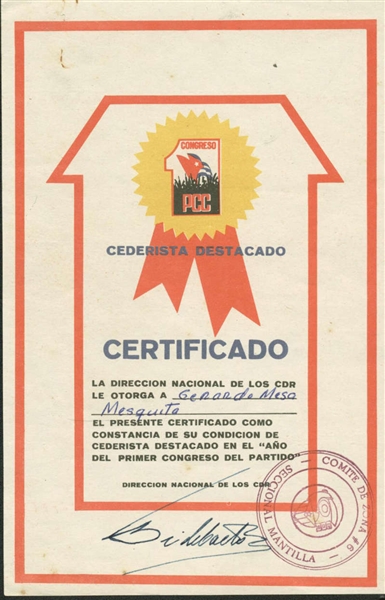 Fidel Castro Signed 6" x 9" Cuban Certificate (Beckett/BAS)