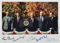 The Five Presidents Ultra-Rare Signed 8" x 10" Photograph w/ Reagan, Nixon, Ford, Bush & Carter (Beckett)