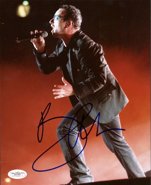U2: Bono Signed 8" x 10" Color On-Stage Photograph (JSA)