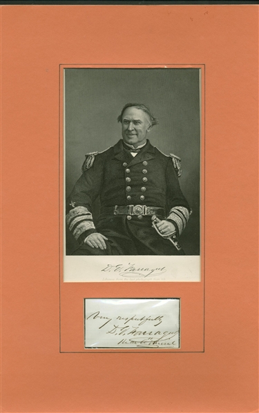 Civil War: David G. Farragut Signed 11" x 14" Autograph Display (Beckett/BAS Guaranteed)
