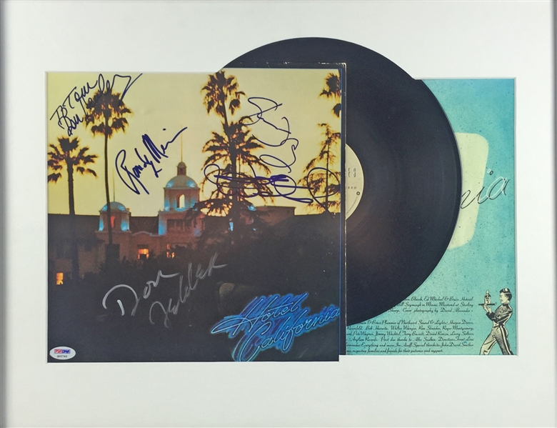 The Eagles Rare Group Signed "Hotel California" Record Album in Framed Display (PSA/DNA)