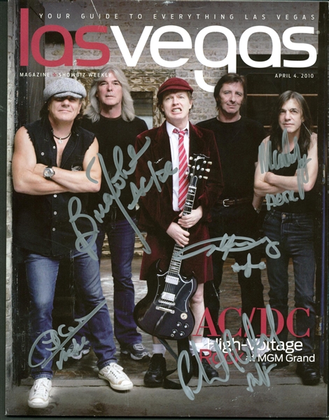 AC/DC: Group Signed "Las Vegas" Magazine w/ 5 Signatures (Beckett/BAS)