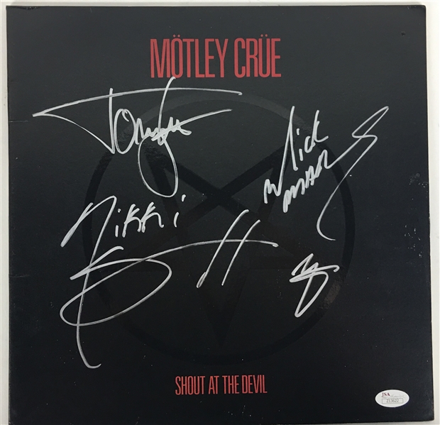 Motley Crue Group Signed "Shout At The Devil" Album w/ 4 Signatures! (JSA)