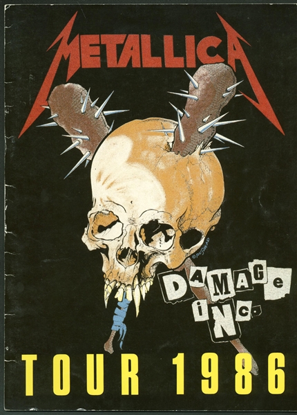 Metallica Group Signed 1986 Damage INC Tour Program Months Prior To Burtons Passing! (Beckett/BAS Guaranteed)