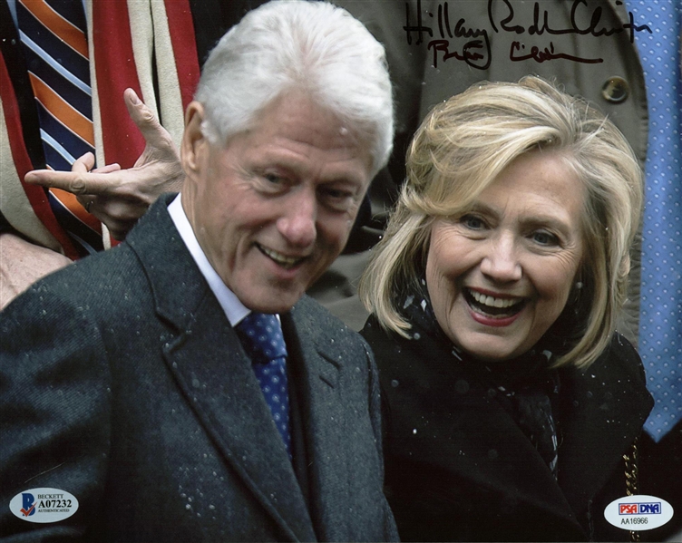 Bill & Hilary Clinton Dual Signed 8" x 10" Color Photograph (Beckett/BAS)