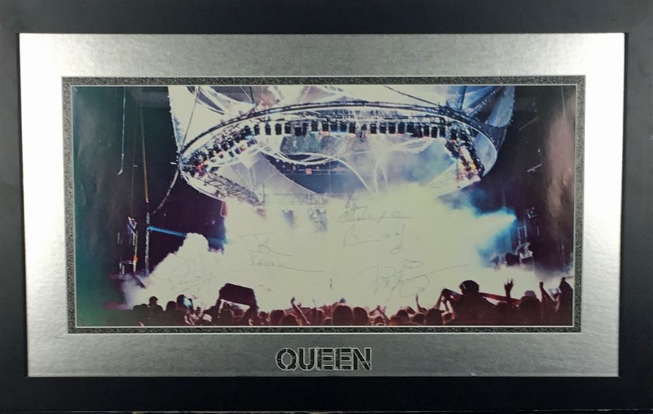 Queen Exceptional Group Signed 12" x 24" Tour Program Photograph w/ All Four Members! (Beckett/BAS Guaranteed)