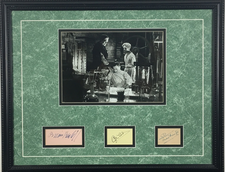 The Bride Of Frankenstein: Boris Karloff, Colin Clive & Ernest Thesiger 14" x 20" Signature Display (Beckett/BAS Guaranteed)