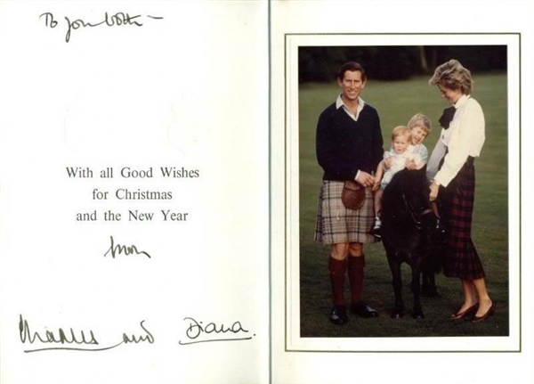 Princess Diana & Prince Charles Signed Royal Holiday Card (PSA/DNA)