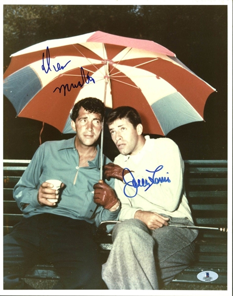Dean Martin & Jerry Lewis Rare & Desirable Signed 11"x14" Photo (BAS/Beckett)