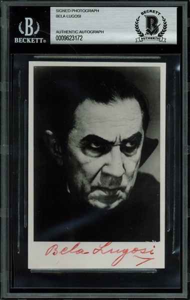 Vintage Bela Lugosi Signed B&W 3.25" x 5" Photo as Dracula--Signed in Blood Red Ink! (PSA/DNA)