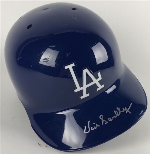 Vin Scully Rare Signed 2012 LA Dodgers Team Issued Batting Helmet from 10/1/12 vs. SFG (Beckett/BAS & MLB Authentication)