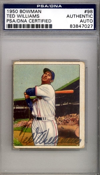 Ted Williams Signed 1950 Bowman Card #98 (PSA/DNA Encapsulated)