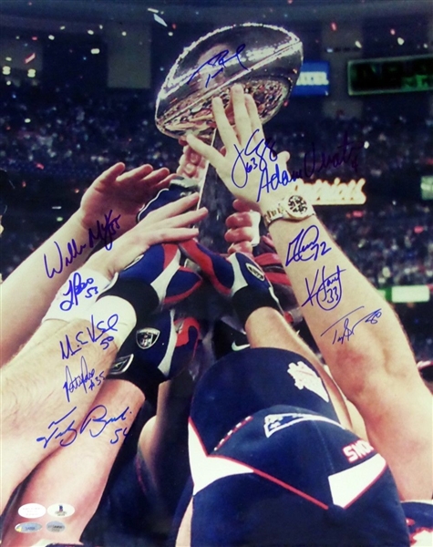 Bradys First Ring: 2001-02 Patriots Signed 16" x 20" Photograph w/ Brady! (BAS/Beckett)