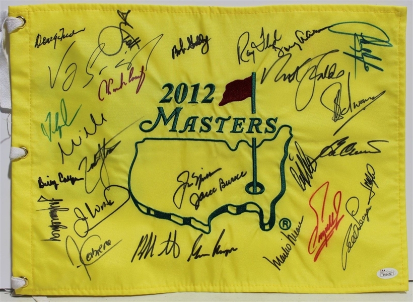 Masters Champions Signed 2012 Masters Flag with Impressive 27 Signatures Incl. Nicklaus, Player, etc. (JSA)