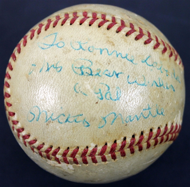 Mickey Mantle Rare Vintage Signed 1950s OAL (Harridge) Baseball w/ Best Wishes Inscription (PSA/DNA)