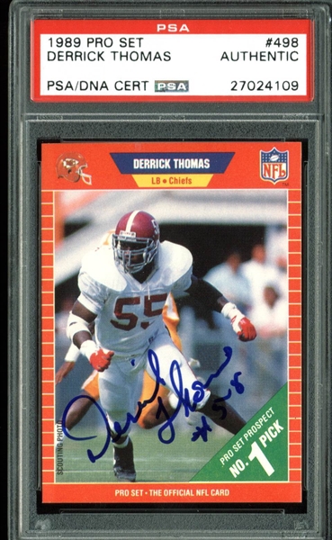 Derrick Thomas Signed 1989 Pro Set Rookie Card #498 (PSA/DNA Encapsulated)