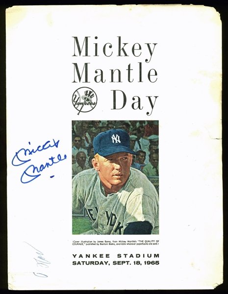 Vintage Mickey Mantle Signed "Mickey Mantle Day" Program (JSA)