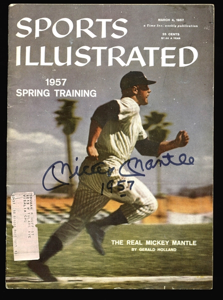 Mickey Mantle Signed March 1957 Sports Illustrated Magazine (BAS/Beckett)