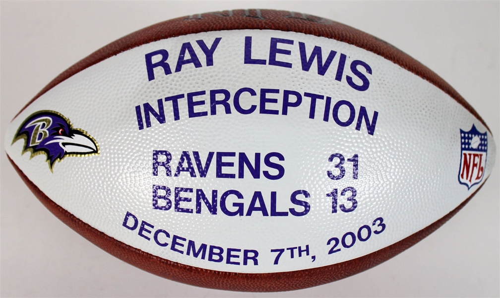 Ray Lewis 2003 Game Used Official NFL "The Duke" Football Given to Lewis for Being Player of the Game! (12/7/03 vs. CIN)