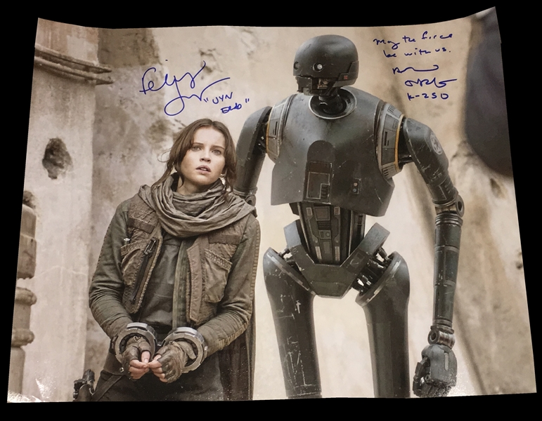 Star Wars: Felicity Jones & Alan Tudyk Dual-Signed 16" x 20" From "Rogue One" (BAS/Beckett Guaranteed)