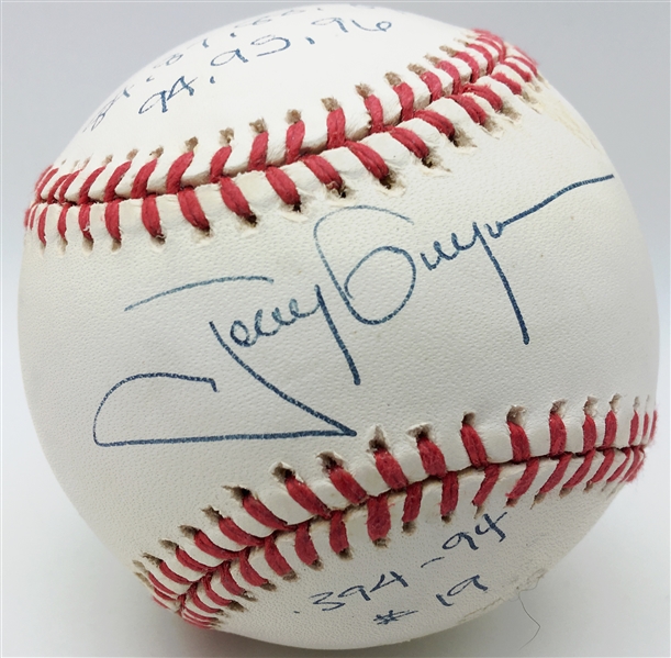 Tony Gwynn Signed & Inscribed Stat ONL Baseball w/ Hit King Years! (Beckett)