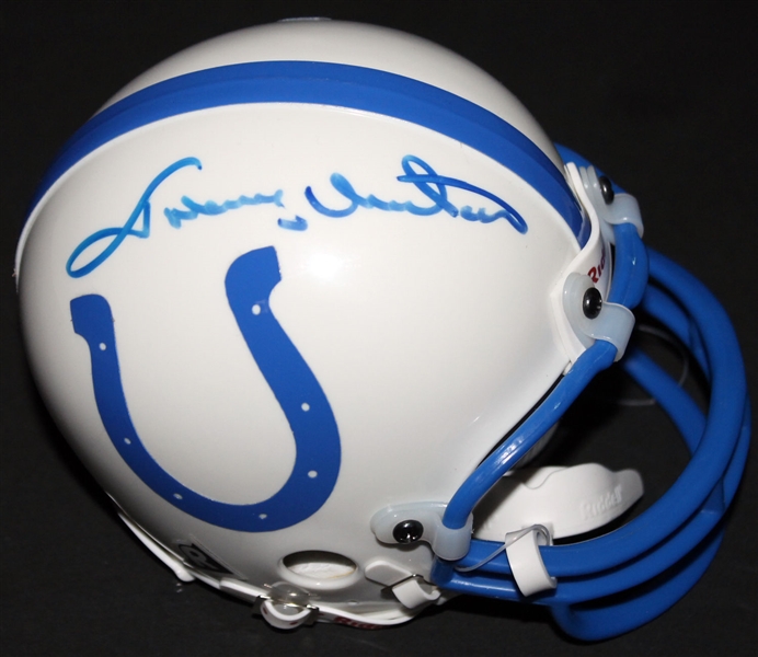 Johnny Unitas Signed Colts Mini Helmet (BAS/Beckett)