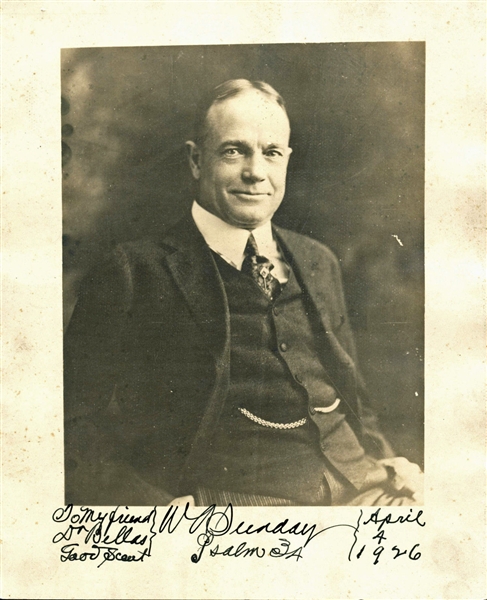 William "Billy" Sunday Signed 1926 8" x 10" Photo (BAS/Beckett)