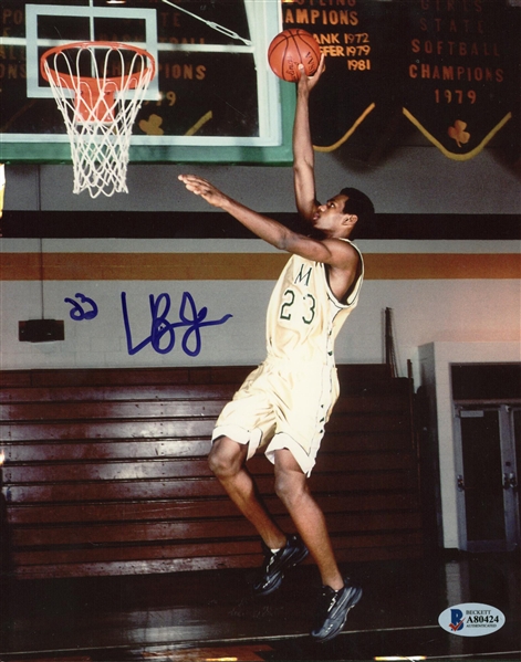 LeBron James ULTRA-RARE Pre-Rookie Signed 8" x 10" Color Photograph Beckett/BAS Graded GEM MINT 10!