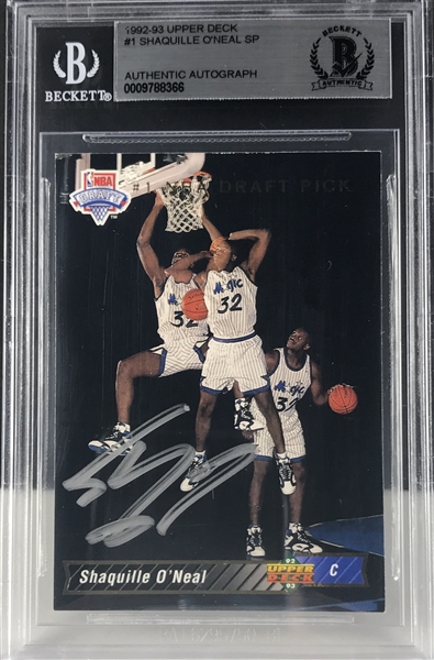 Shaquille ONeal Signed 1992-93 Upper Deck Rookie Card (Beckett/BAS Encapsulated)