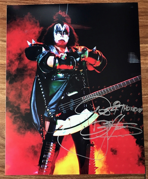KISS: Gene Simmons In-Person Signed 11" x 14" with "God of Thunder" Inscription & Exact Photo Proof! (Beckett/BAS Guaranteed)