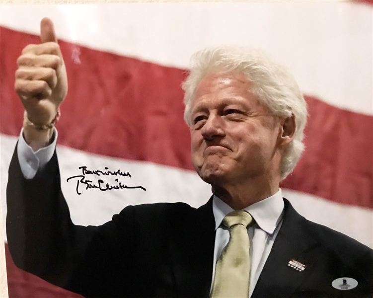 President Bill Clinton In-Person Signed 11" x 14" Color Photo - Beckett/BAS Graded GEM MINT 10!