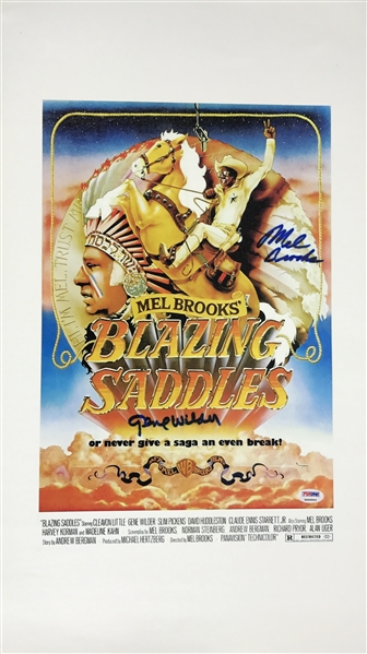 Blazing Saddles: Gene Wilder & Mel Brooks Signed 13.75" x 24" Canvas Print (PSA/DNA)