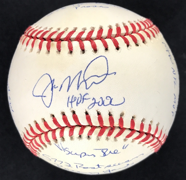 Joe Montana Signed OML Baseball w/ 16 Unique Career Stats! (PSA/DNA)