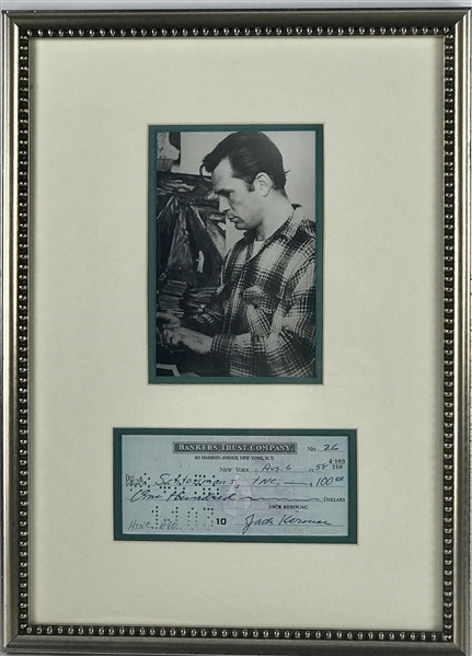 Jack Kerouac Handwritten & Signed Bank Check in Custom Framed Display (PSA/DNA)