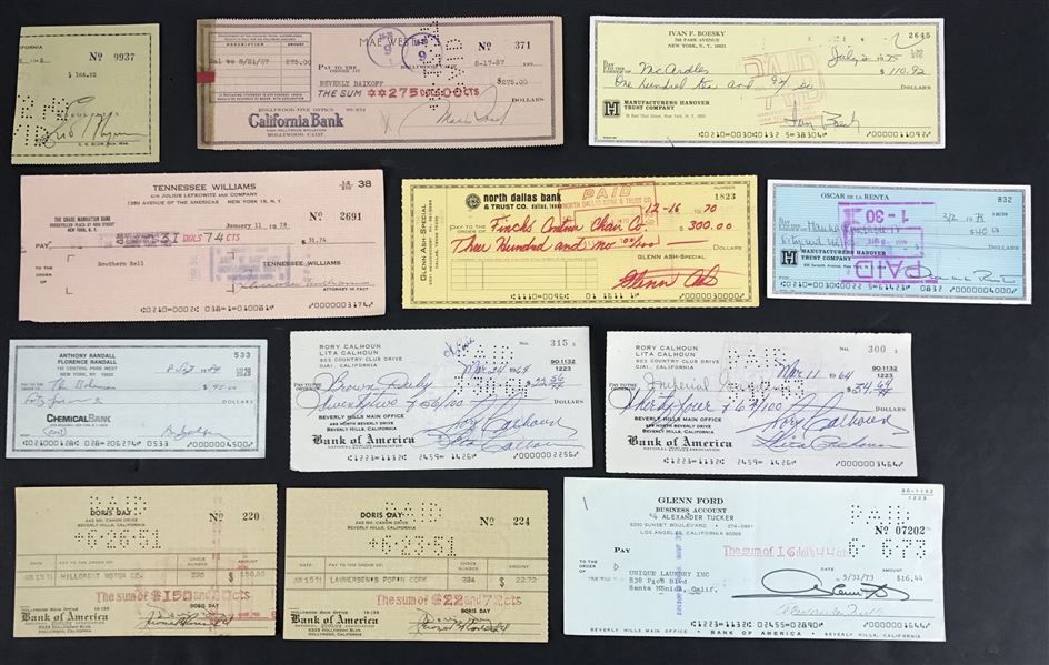 Hollywood Legends Impressive Lot of Seventy-One (71) Assorted Signed Bank Checks (Beckett/BAS Guaranteed)
