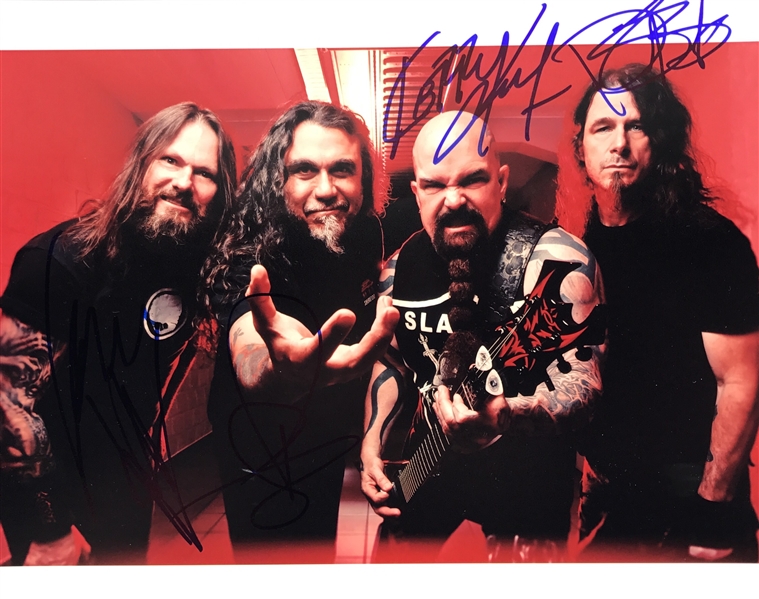 Slayer Group Signed 8" x 10" Color Photo (4 Sigs)(Beckett/BAS Guaranteed)