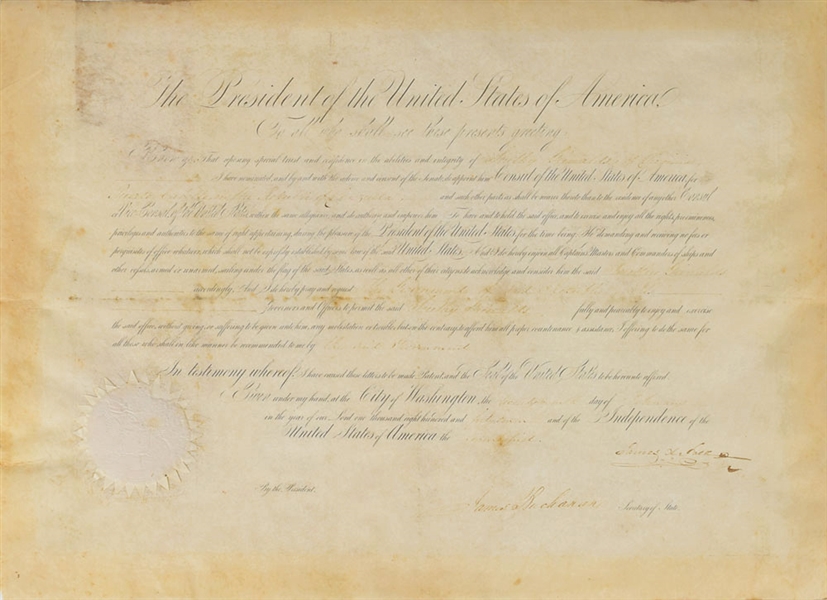 President James K. Polk & James Buchanan Rare Dual Signed 1847 Document (Beckett)