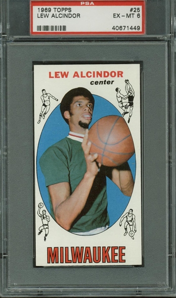 1969 Topps Lew Alcindor #25 Rookie Basketball Card PSA Graded EX-MT 6!