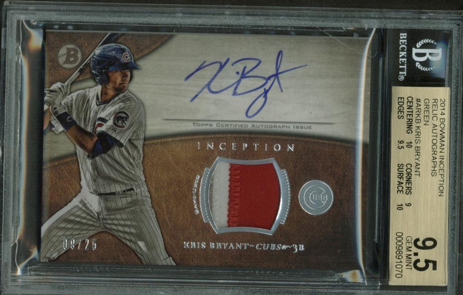 Kris Bryant Signed 2014 Bowman Inception Rookie Card BGS Graded 9.5 w/ 10 Auto!