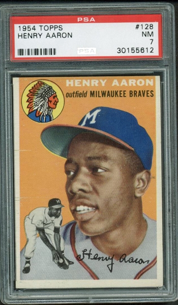 1954 Topps Hank Aaron #128 Rookie Card PSA Graded NRMT 7!