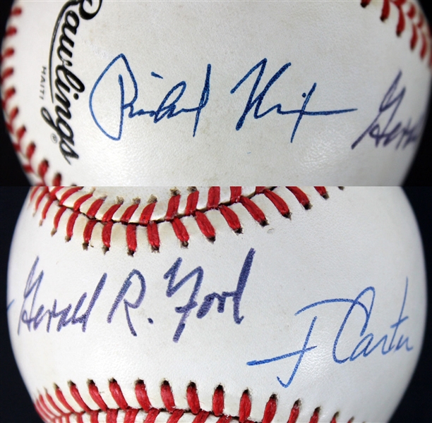 Three Presidents: Nixon, Ford & Carter Rare Signed ONL Baseball (BAS/Beckett)