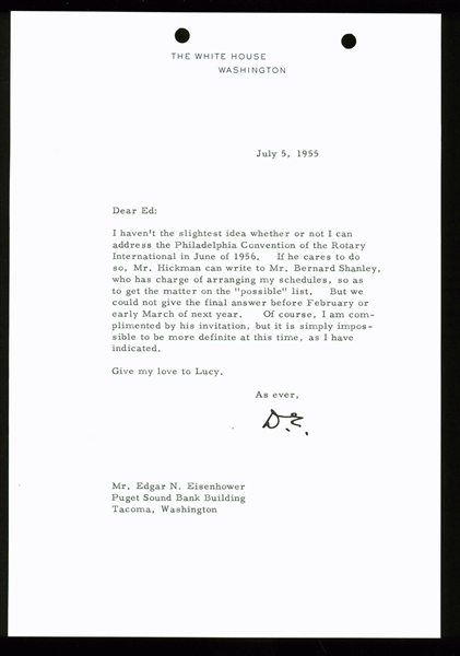 President Dwight D. Eisenhower Typed & Hand-Signed Letter on White House Letterhead (BAS/Beckett)