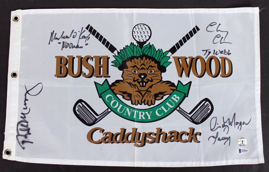 Caddyshack Ultra Rare Signed Bush Wood Golf Flag with Murray, Chase, Morgan & OKeefe (Beckett/BAS)