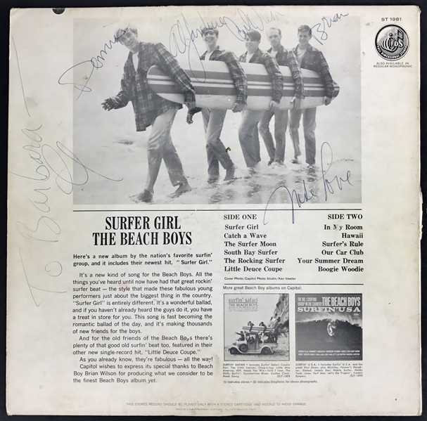 The Beach Boys RARE Vintage Signed "Surfer Girl" Album with All 5 Original Members! (Beckett/BAS)