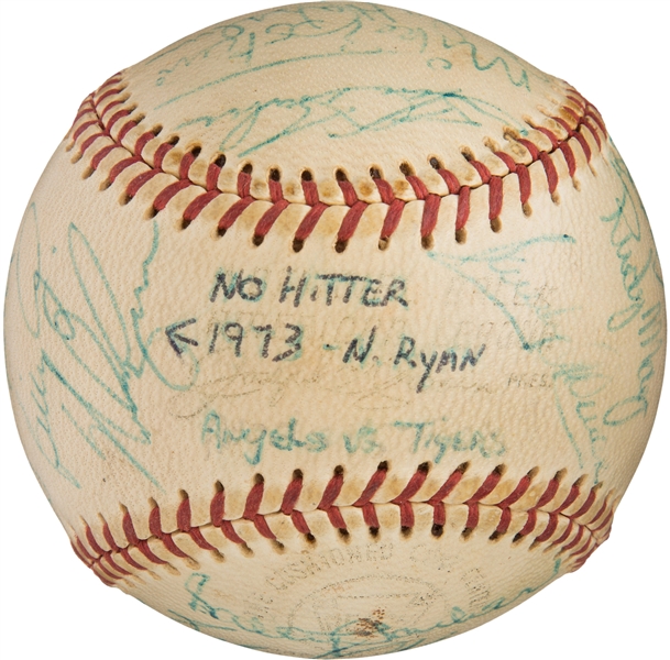1973 Nolan Ryan 2nd Career No-Hitter Game Used & Signed OAL Baseball (PSA/DNA)