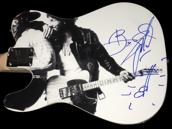 One-of-a-Kind Custom Bruce Springsteen Signed "Born to Run" Squier Stratocaster Guitar w/ Arwork & Sketch! (BAS/Beckett Guaranteed)